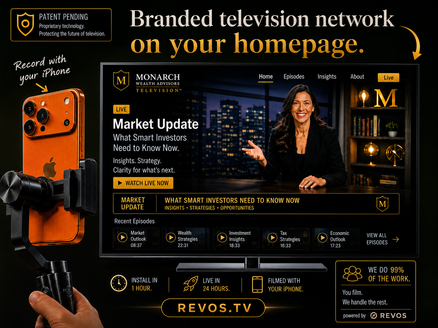 RevOS Television homepage mockup