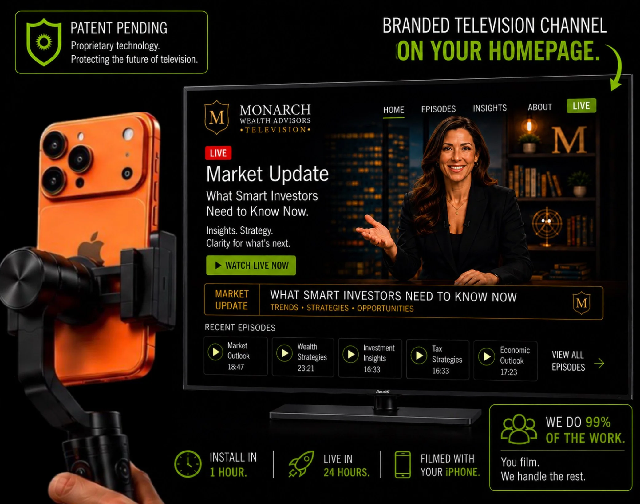 RevOS Television homepage mockup