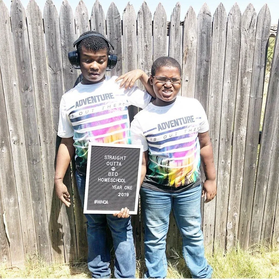  The author’s sons Aidan and Josiah (Jojo) marking the first year of “Straight Outta Bed Homeschool.” 