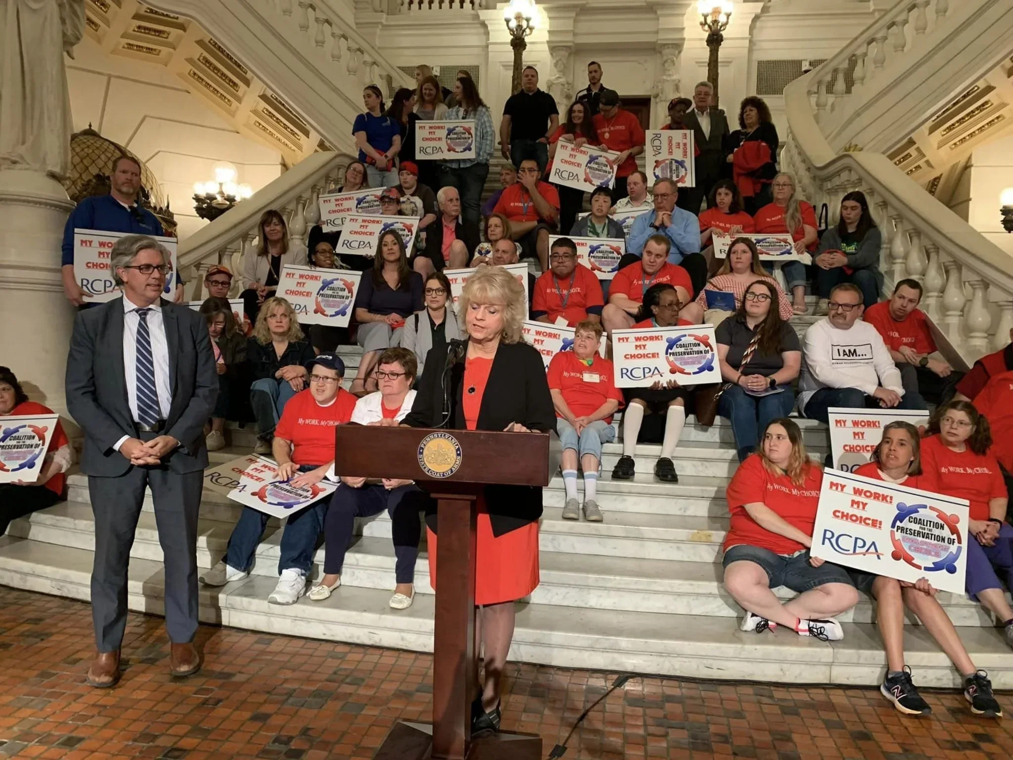  Image: Advocates for the Coalition for the Preservation of 14(c) rallying in favor of non-competitive employment. 