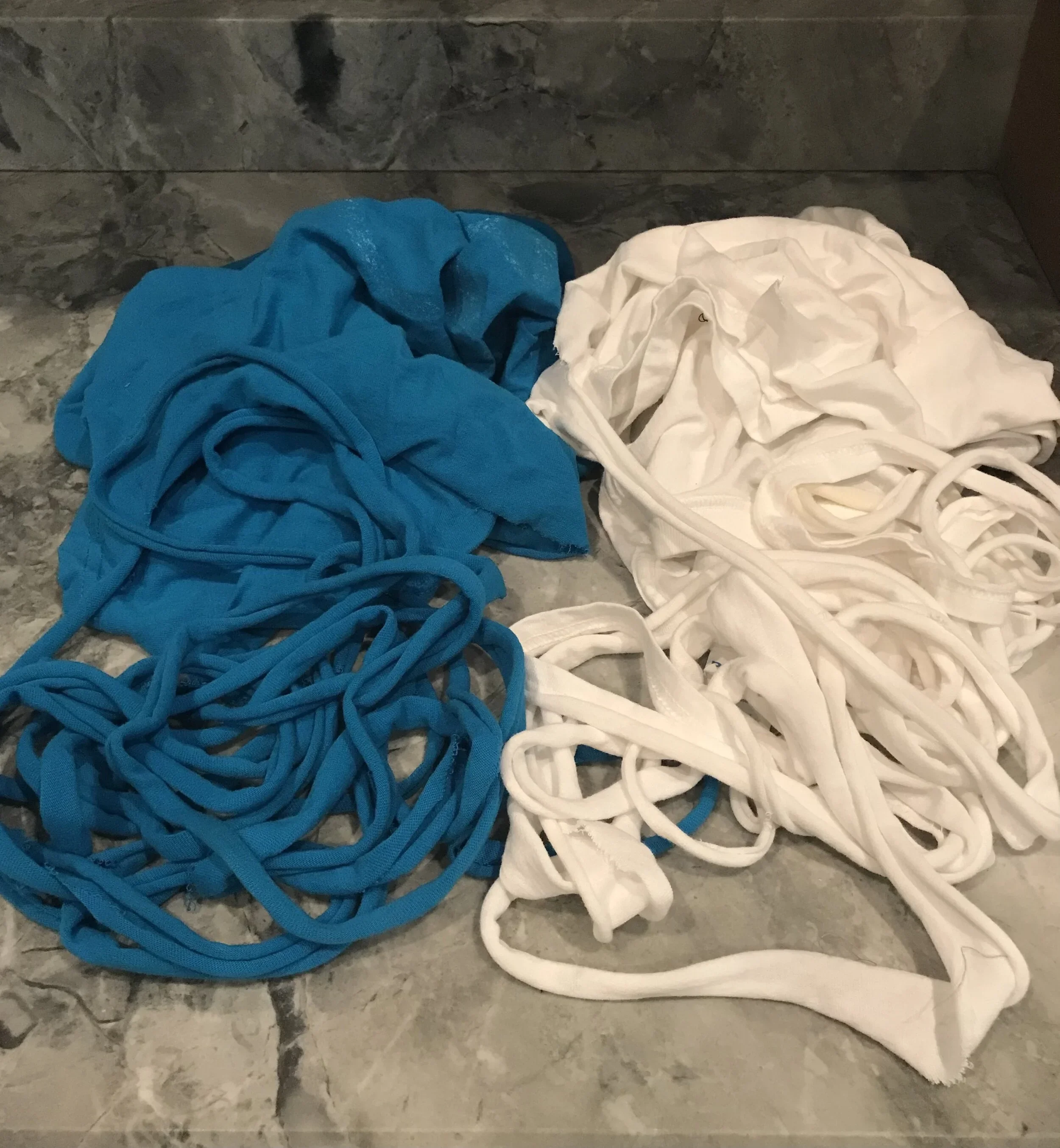  Some of Tyler’s t-shirts, post-shredding. 