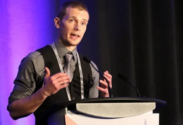  The author at one of his speaking engagements. 