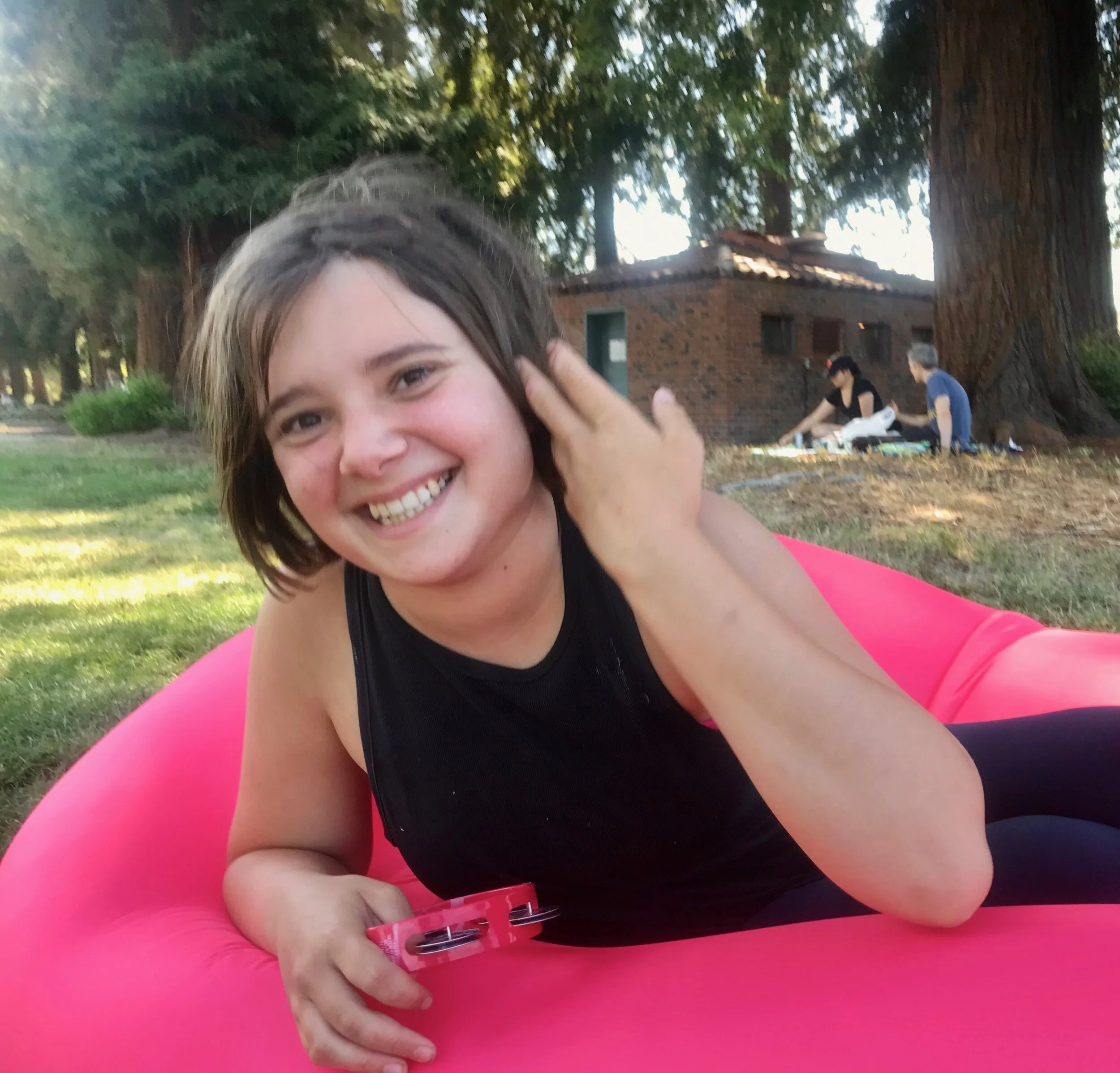  Sophie, here social distancing at a park in San Jose, California, is nonverbal and autistic, but known for her giant smile and sweet disposition. Her brother’s autism, on the other hand, can be volatile and dangerous. Their needs are light years apart. 