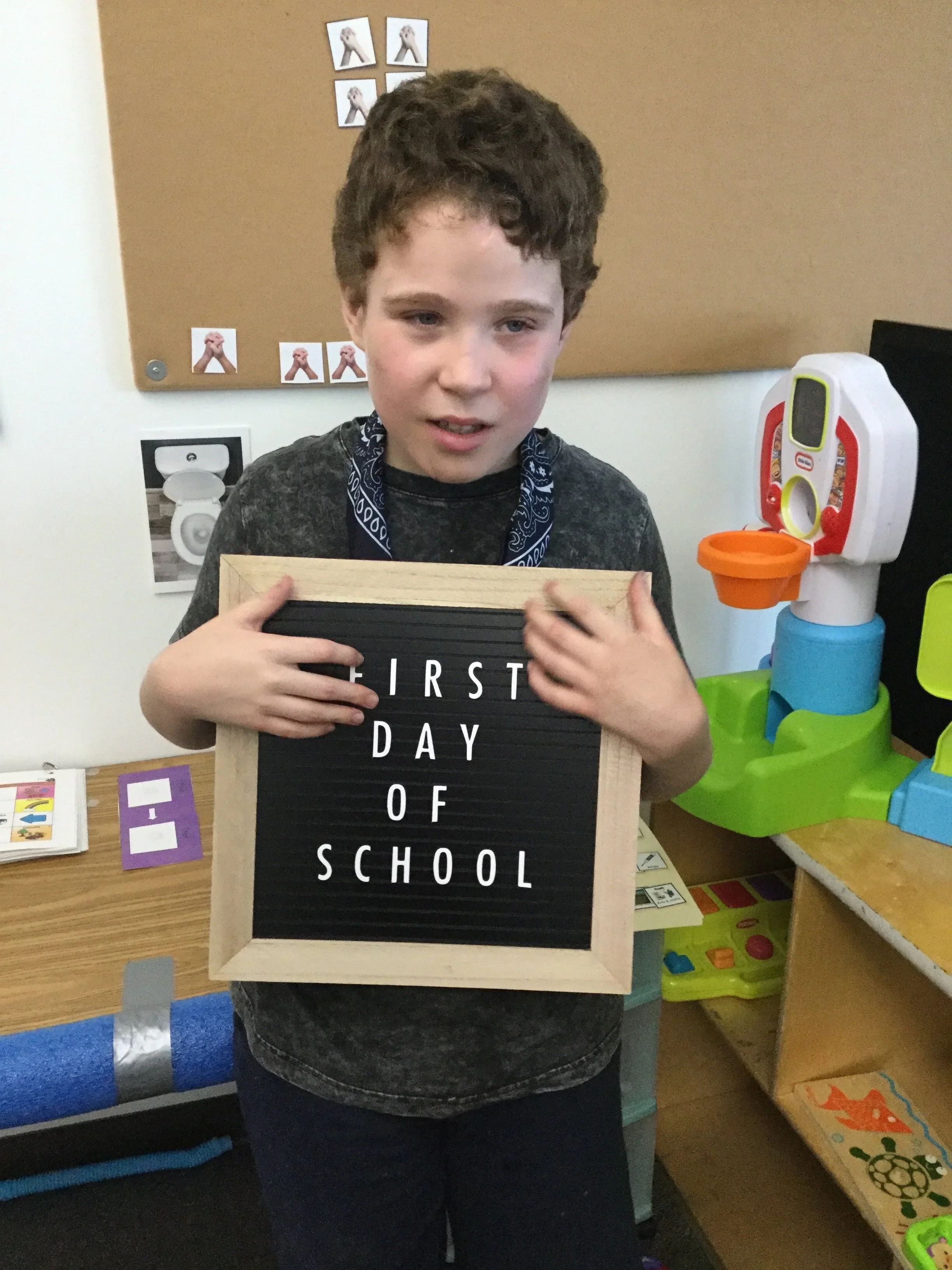  Wesley’s first day at school earlier this year, age 13. 
