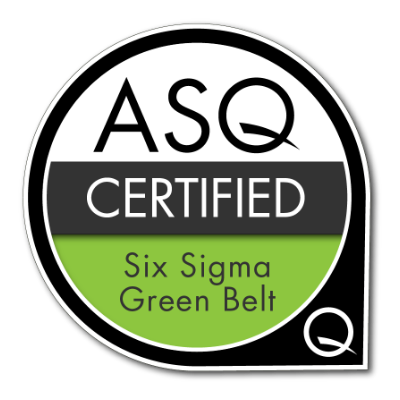 ASQ Certified Six Sigma Green Belt credential badge