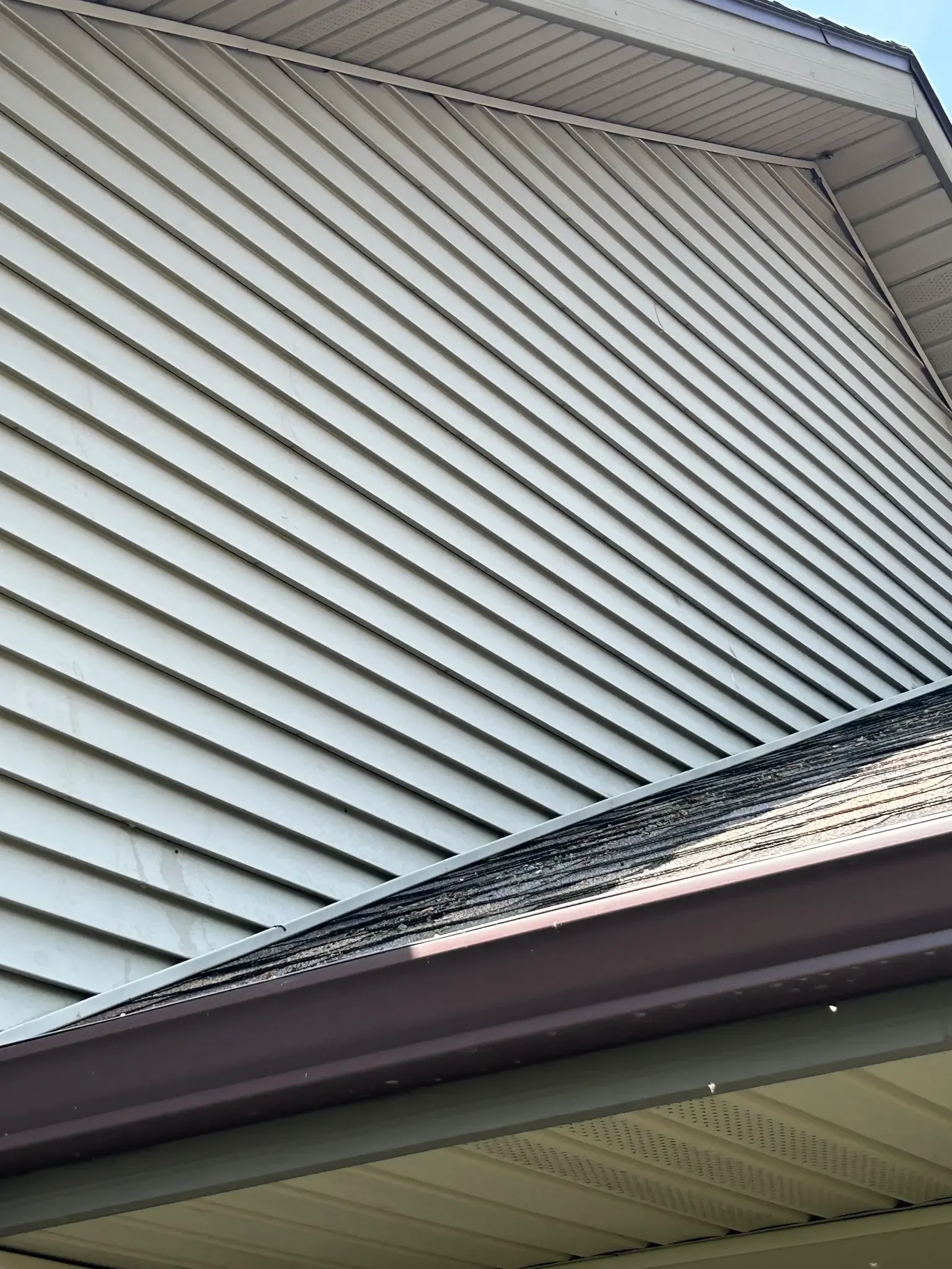 Before soffit cleaning in Bethesda Maryland