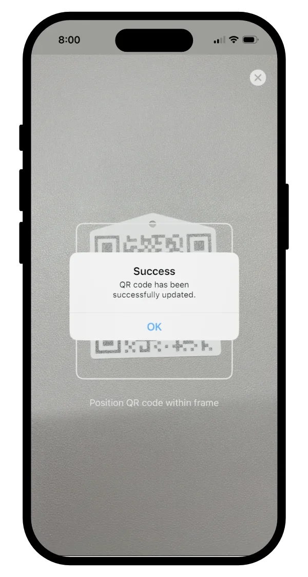 QR tag successfully assigned in HiveLogger