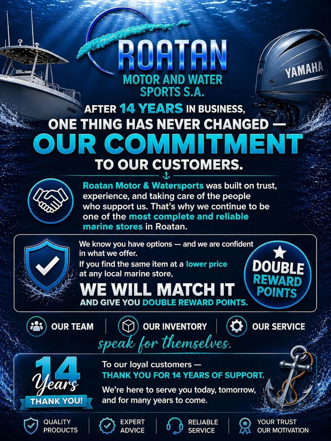 Roatan Motor and Watersports guarantee