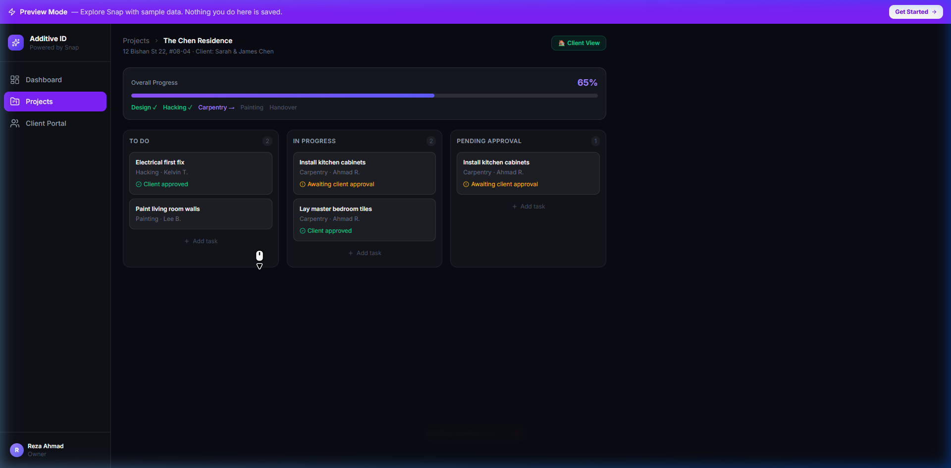 Snap OS Project Management App
