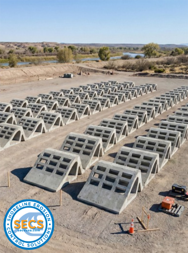 Tricon Precast staging yard, SECS modules ready for delivery