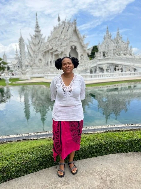 Sondra at white temple Thailand