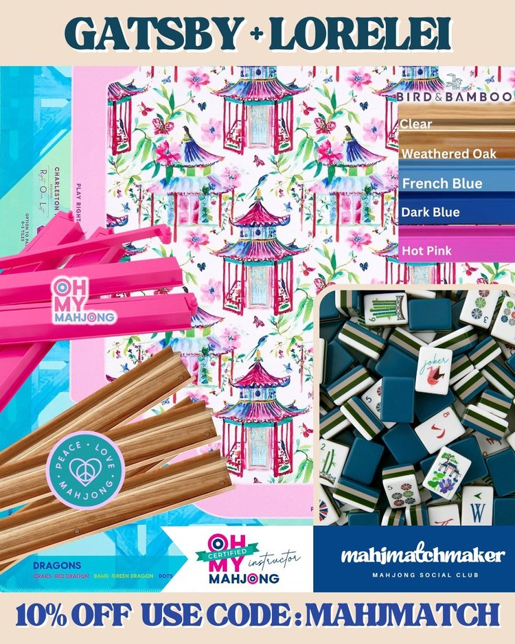 Oh My Mahjong Gatsby mahjong tiles with Oh My Mahjong Lorelei mahjong mat