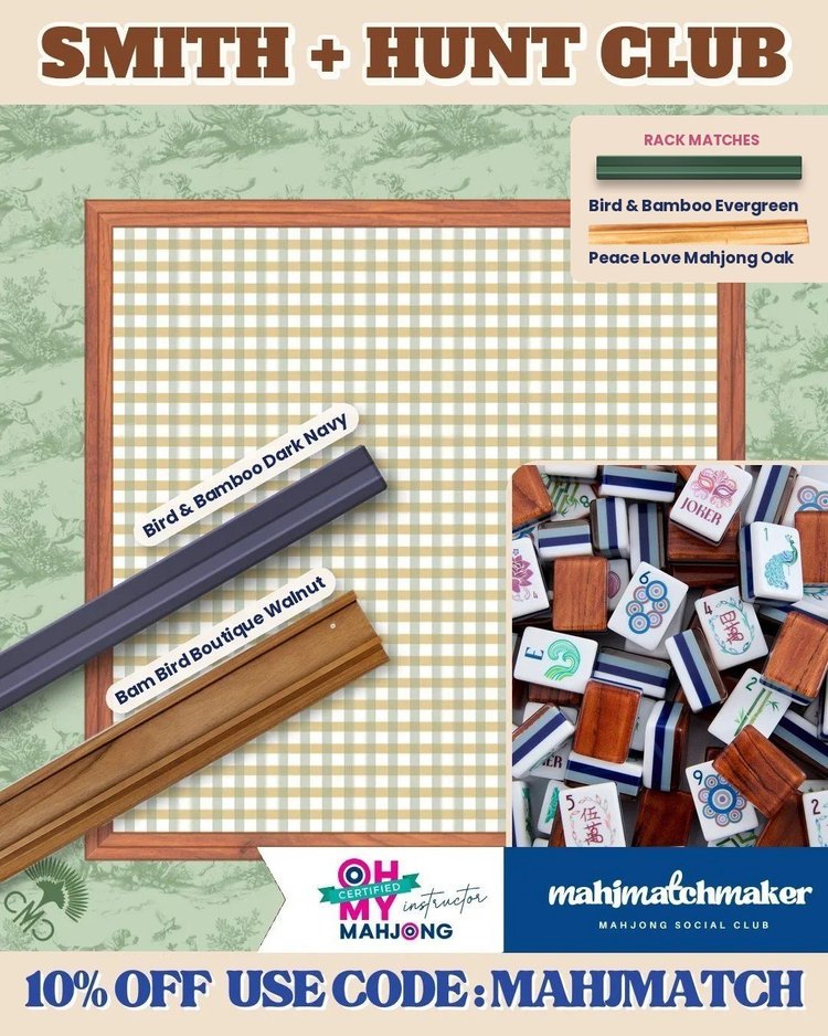 Oh My Mahjong Smith mahjong tiles with Charleston Mahjong Club Hunt Club mahjong mat