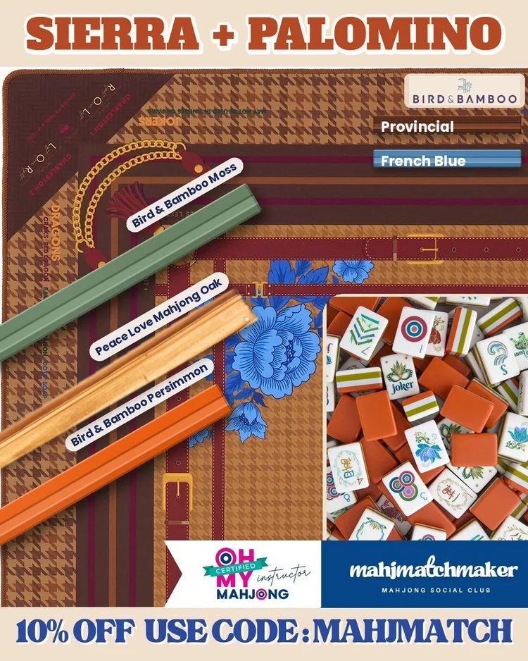 Oh My Mahjong Sierra mahjong tiles with Oh My Mahjong Palomino mahjong mat
