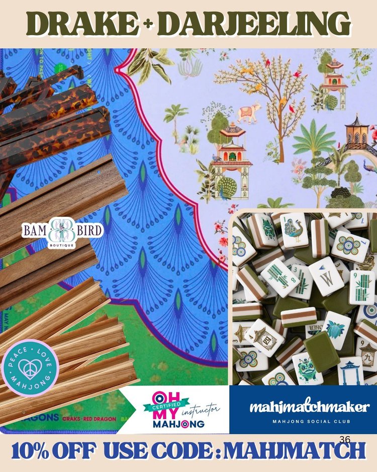 Oh My Mahjong Drake mahjong tiles with Oh My Mahjong Darjeeling mahjong mat