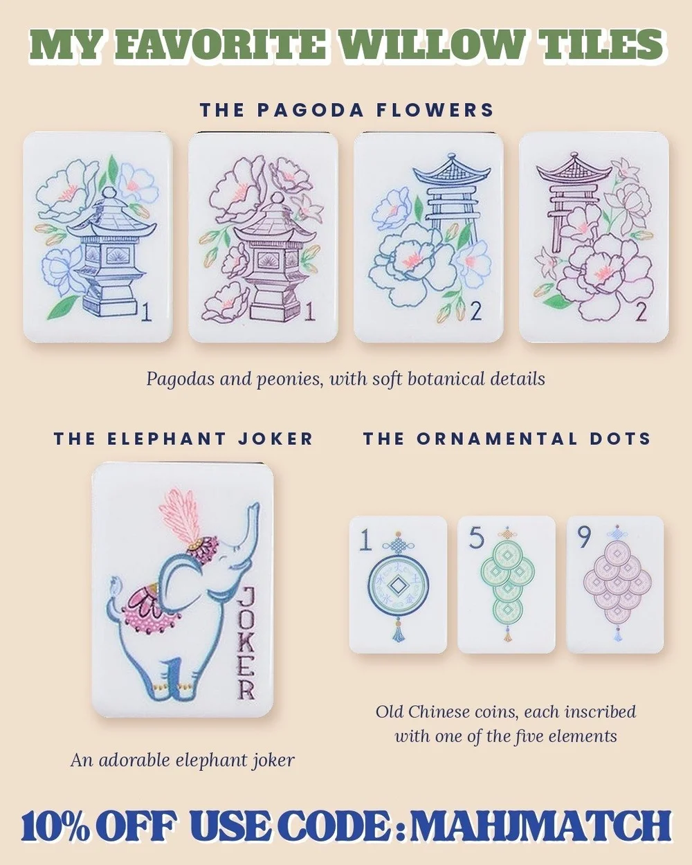 My favorite Willow mahjong tiles