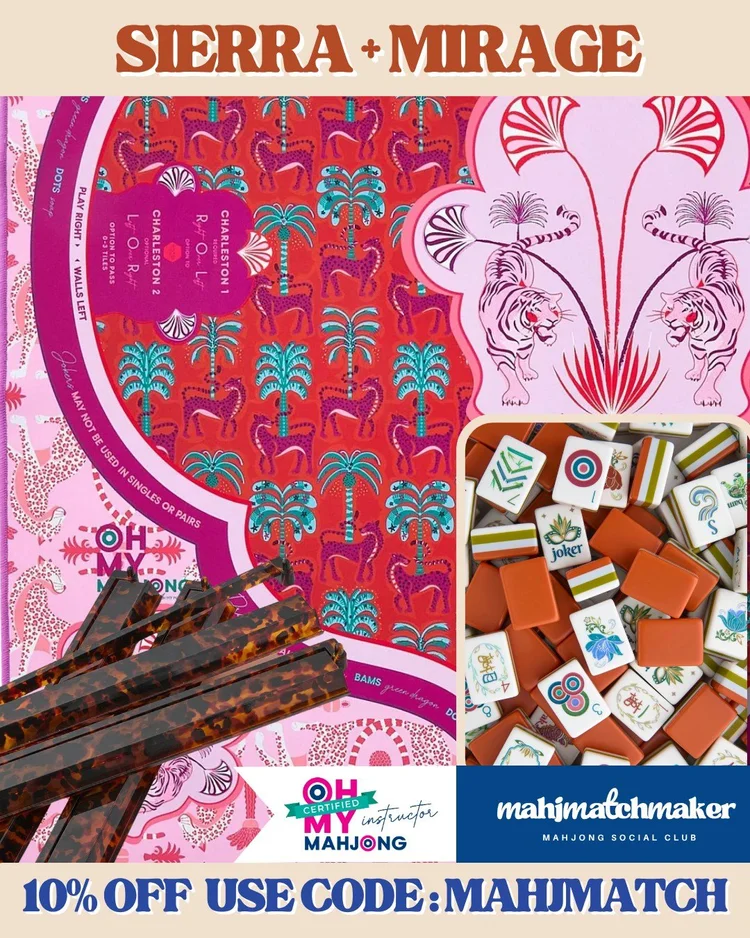 Oh My Mahjong Sierra mahjong tiles with Oh My Mahjong Mirage mahjong mat