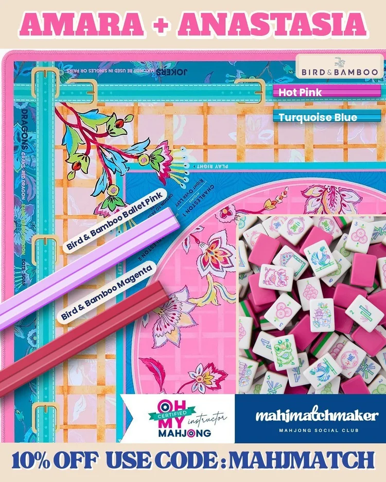 Oh My Mahjong Amara mahjong tiles with Oh My Mahjong Anastasia mahjong mat