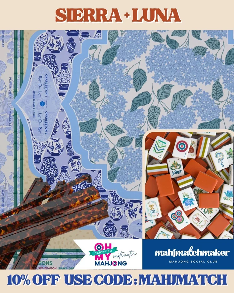 Oh My Mahjong Sierra mahjong tiles with Oh My Mahjong Luna mahjong mat