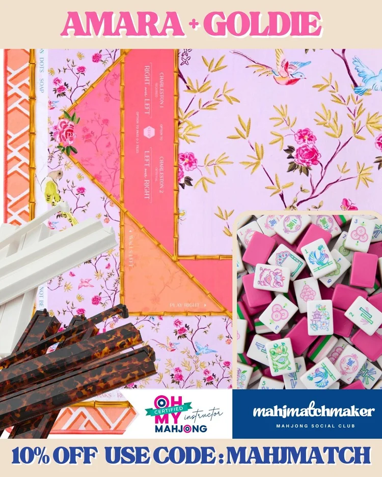 Oh My Mahjong Amara mahjong tiles with Oh My Mahjong Goldie mahjong mat