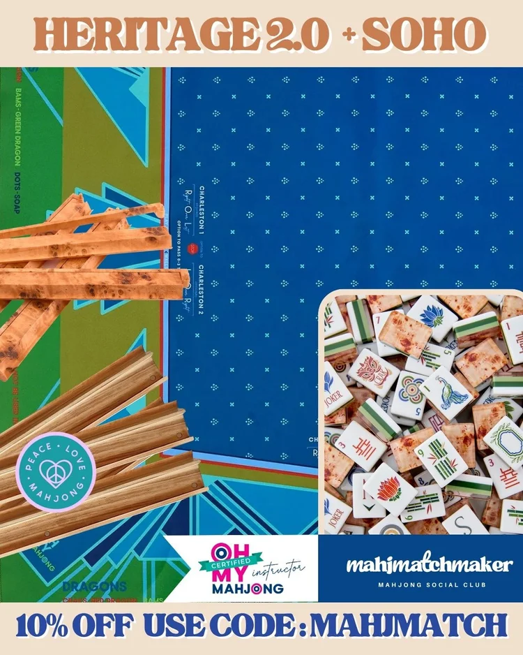 Oh My Mahjong Heritage 2.0 mahjong tiles with Oh My Mahjong SoHo mahjong mat
