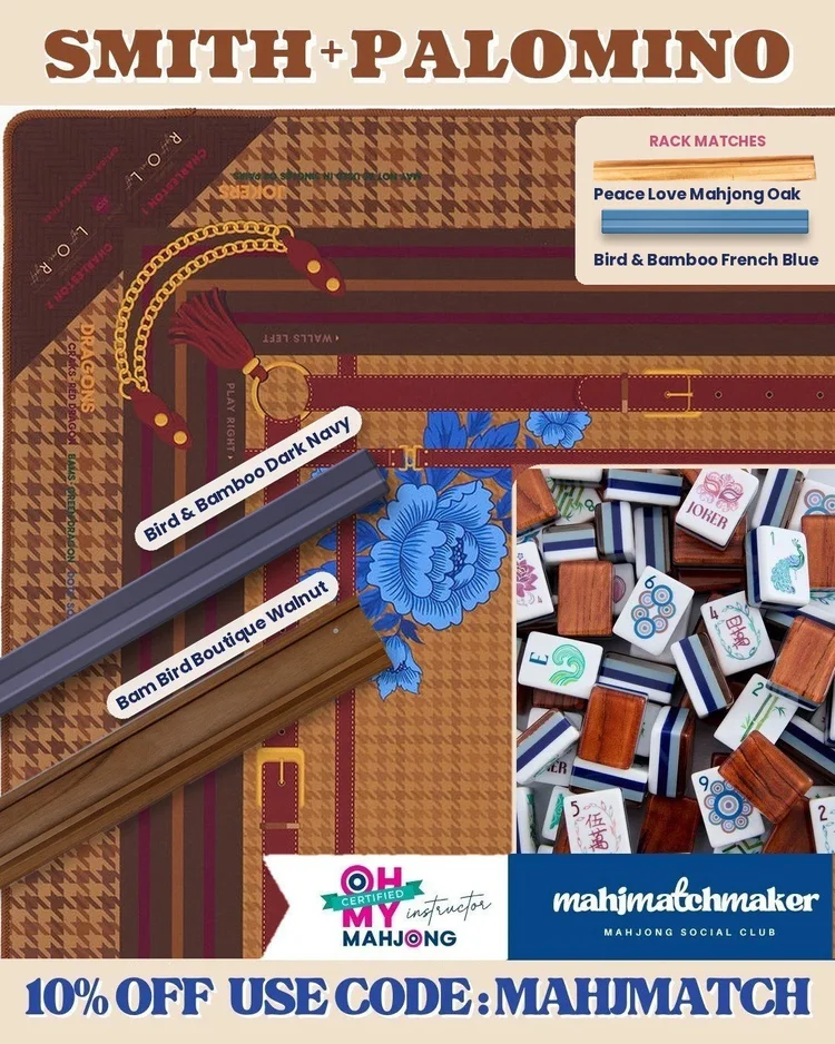 Oh My Mahjong Smith mahjong tiles with Oh My Mahjong Palomino mahjong mat