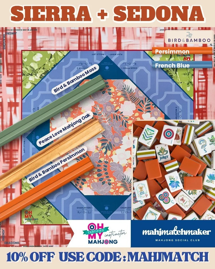 Oh My Mahjong Sierra mahjong tiles with Oh My Mahjong Sedona mahjong mat