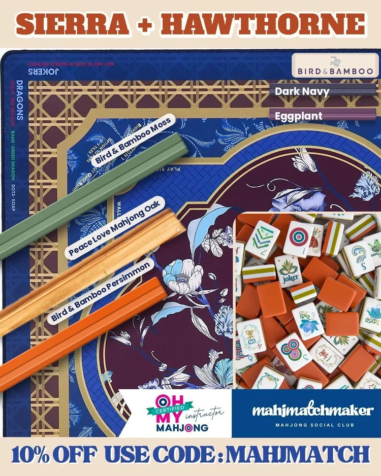 Oh My Mahjong Sierra mahjong tiles with Oh My Mahjong Hawthorne mahjong mat