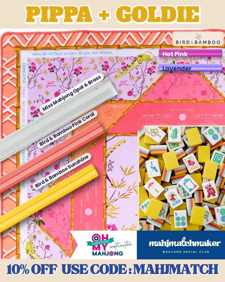 Oh My Mahjong Pippa mahjong tiles with Oh My Mahjong Goldie mahjong mat