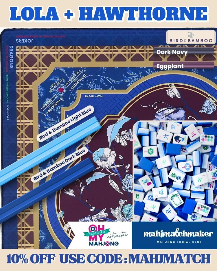 Oh My Mahjong Lola mahjong tiles with Oh My Mahjong Hawthorne mahjong mat