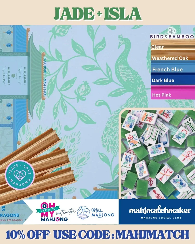 Miss Mahjong Jade mahjong tiles with Oh My Mahjong Isla mahjong mat