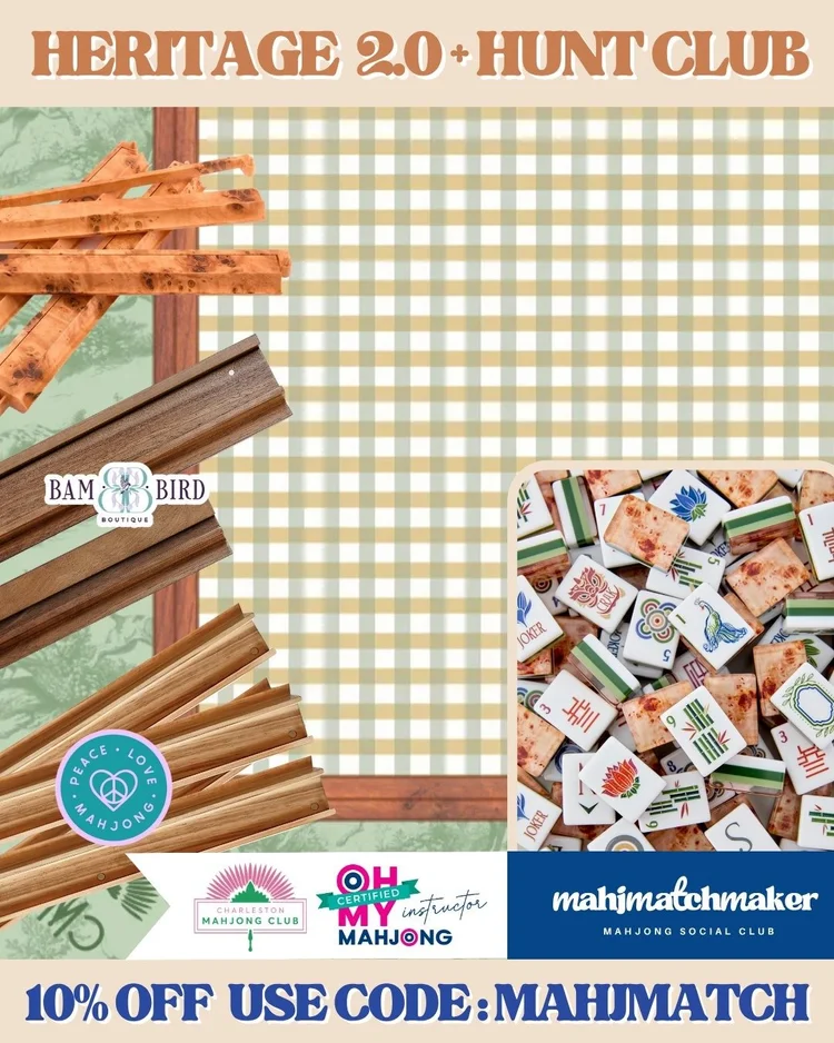 Oh My Mahjong Heritage 2.0 mahjong tiles with Charleston Mahjong Club Hunt Club mahjong mat