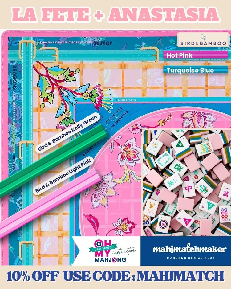 Oh My Mahjong La Fete mahjong tiles with Oh My Mahjong Anastasia mahjong mat