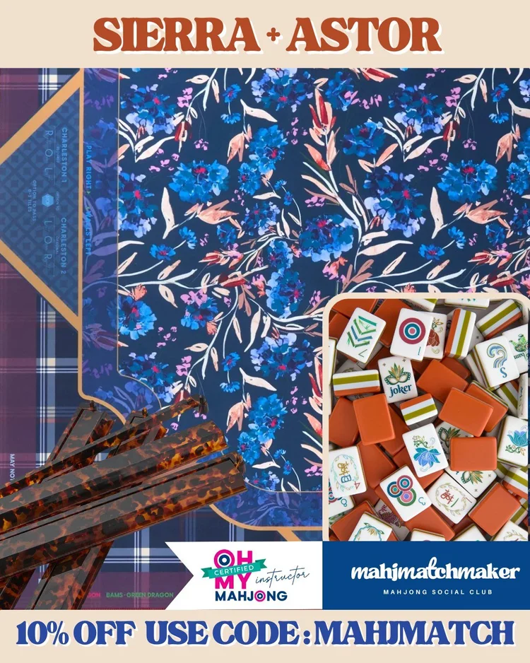 Oh My Mahjong Sierra mahjong tiles with Oh My Mahjong Astor mahjong mat