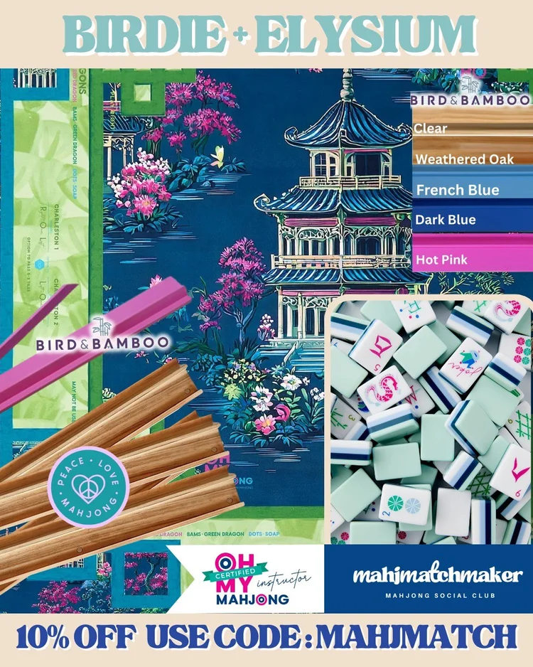Oh My Mahjong Birdie mahjong tiles with Oh My Mahjong Elysium mahjong mat