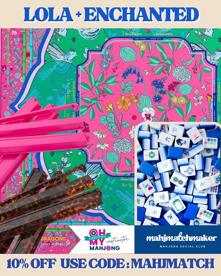 Oh My Mahjong Lola mahjong tiles with Oh My Mahjong Enchanted mahjong mat