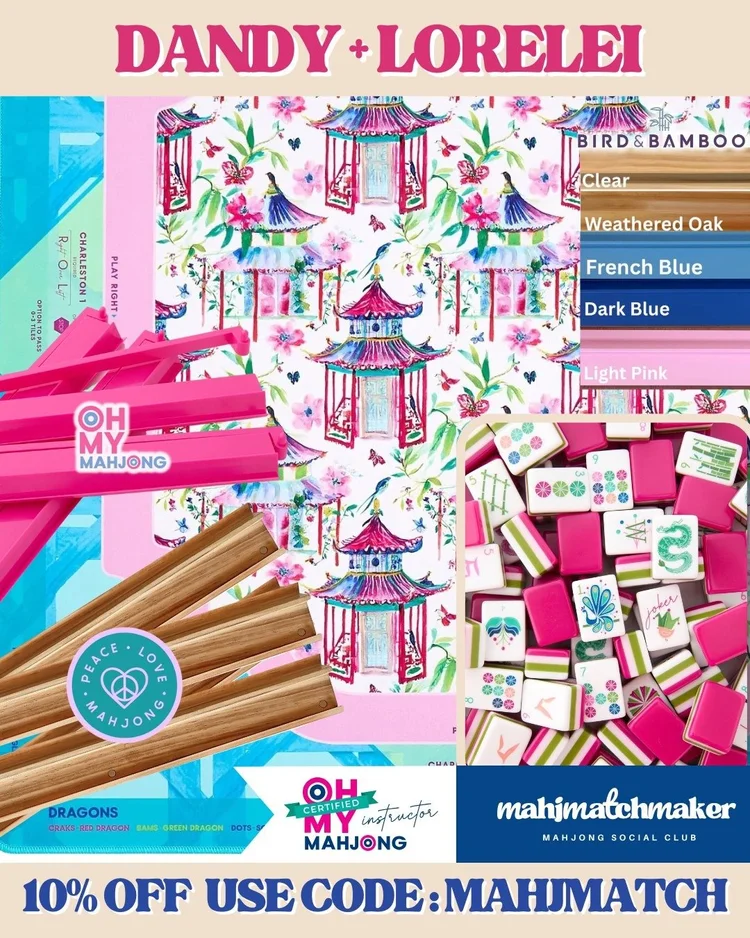 Oh My Mahjong Dandy mahjong tiles with Oh My Mahjong Lorelei mahjong mat