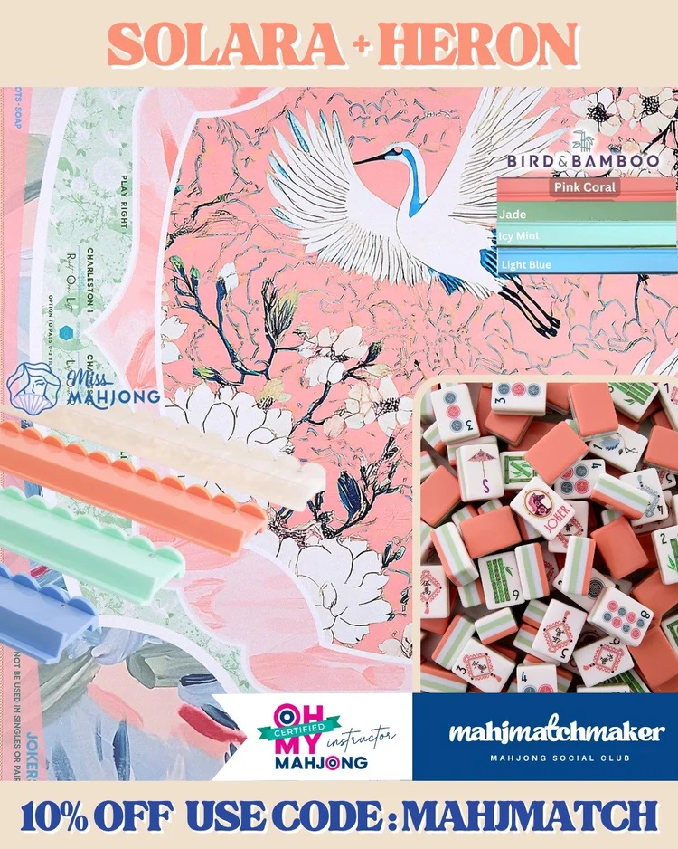 Oh My Mahjong Solara mahjong tiles with Oh My Mahjong Heron mahjong mat