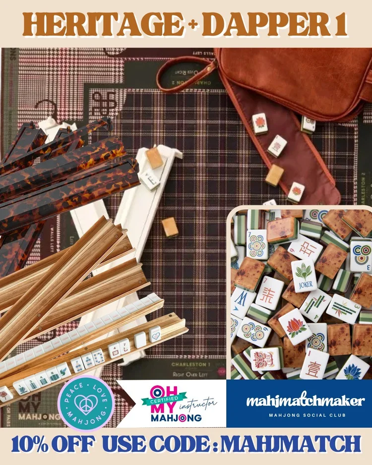 Oh My Mahjong Heritage mahjong tiles with Oh My Mahjong Dapper 1 mahjong mat