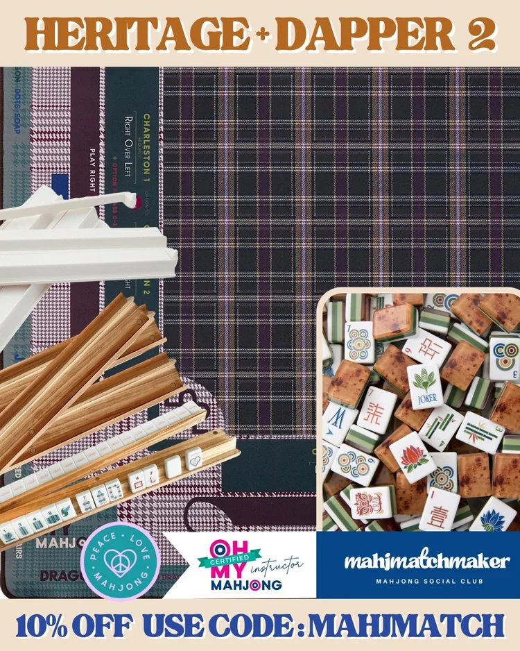 Oh My Mahjong Heritage mahjong tiles with Oh My Mahjong Dapper 2 mahjong mat