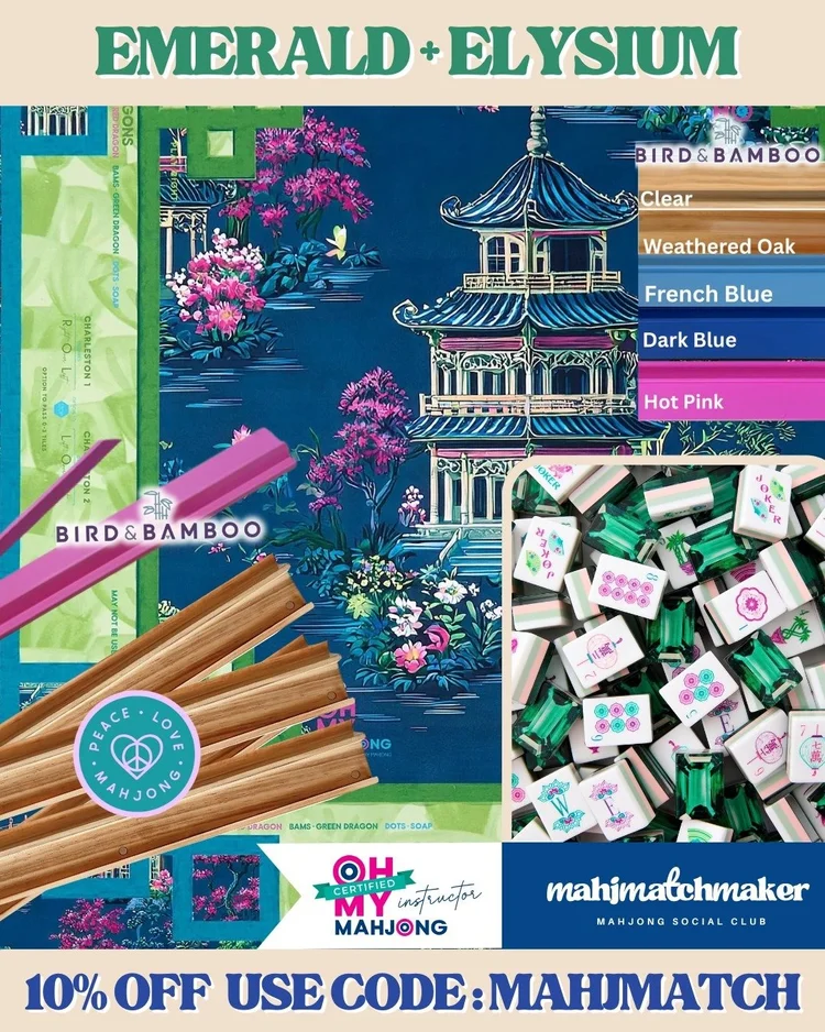 Oh My Mahjong Emerald mahjong tiles with Oh My Mahjong Elysium mahjong mat