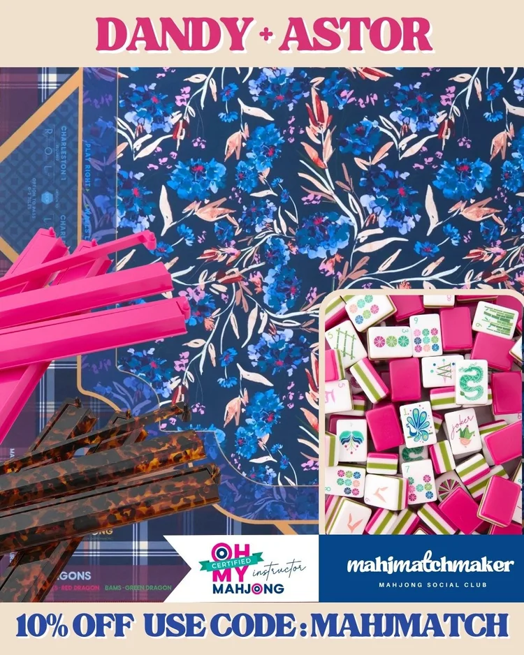 Oh My Mahjong Dandy mahjong tiles with Oh My Mahjong Astor mahjong mat