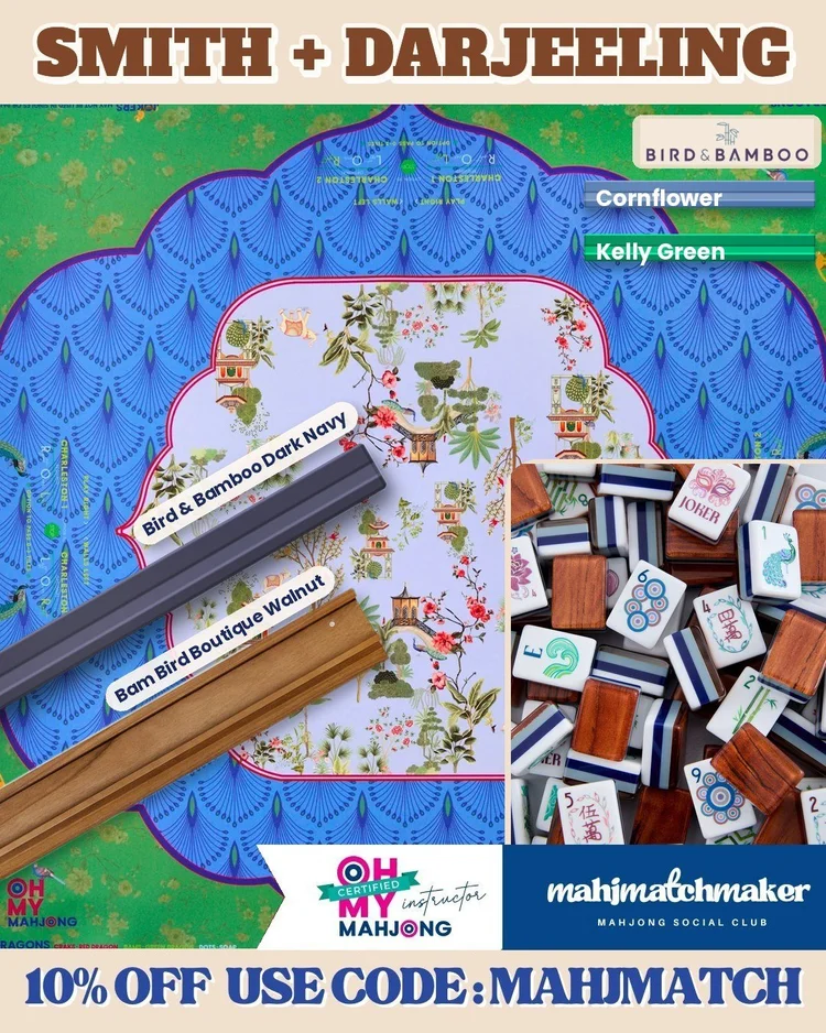 Oh My Mahjong Smith mahjong tiles with Oh My Mahjong Darjeeling mahjong mat