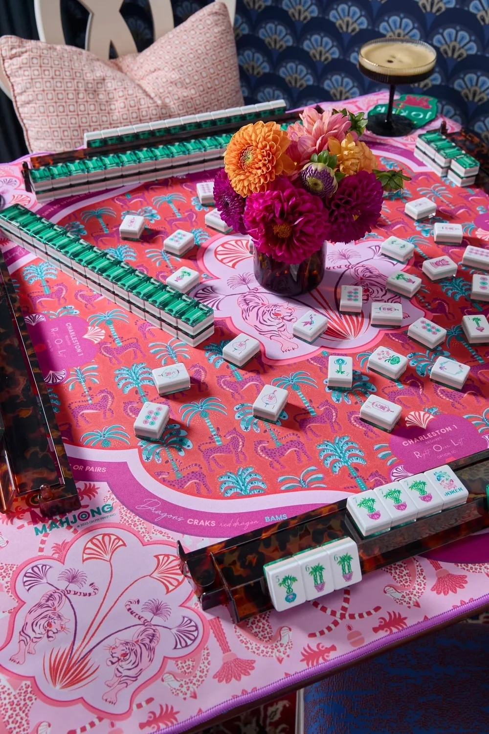 Oh My Mahjong Emerald mahjong tiles real-life table