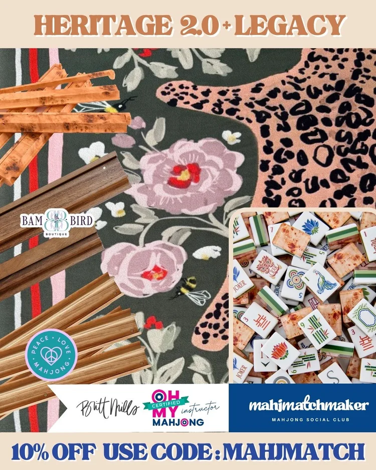 Oh My Mahjong Heritage 2.0 mahjong tiles with Britt Mills Legacy mahjong mat