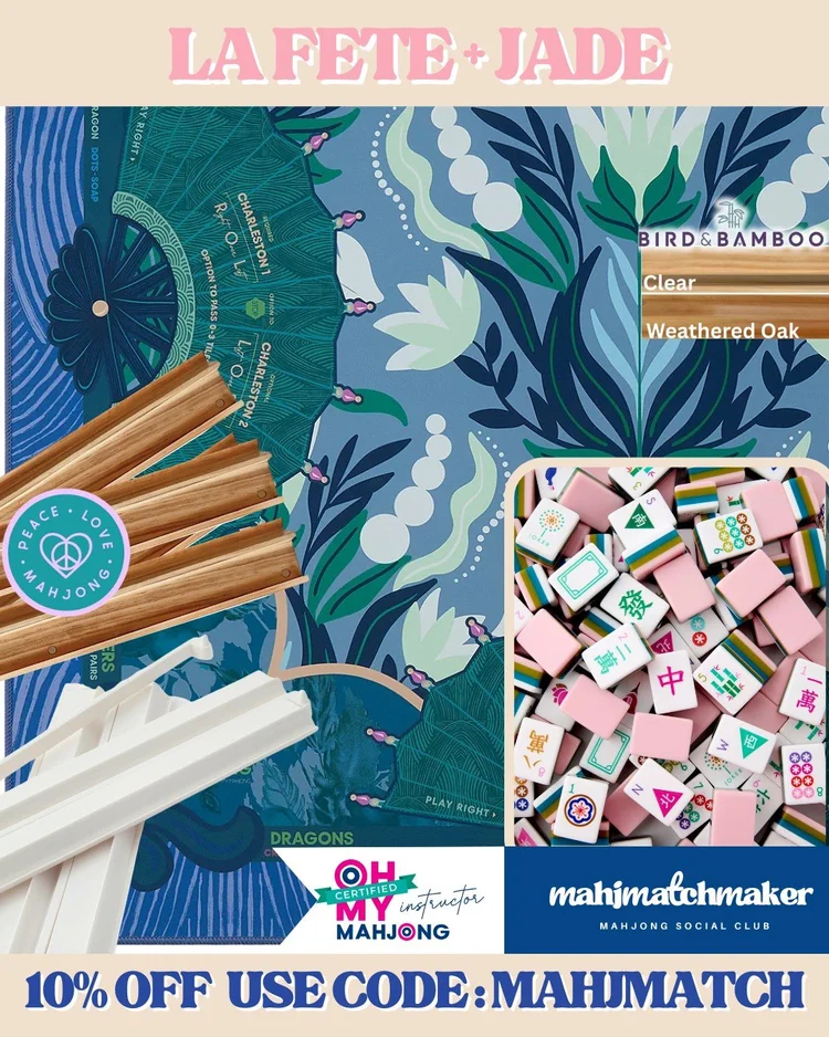 Oh My Mahjong La Fete mahjong tiles with Oh My Mahjong Jade mahjong mat