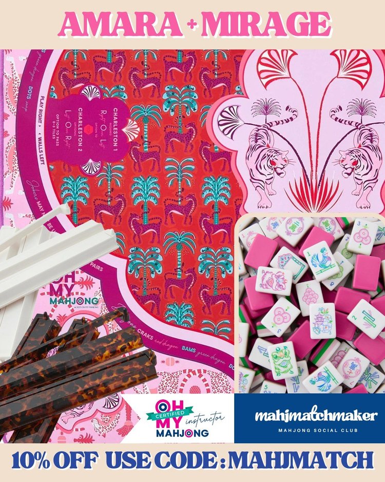 Oh My Mahjong Amara mahjong tiles with Oh My Mahjong Mirage mahjong mat
