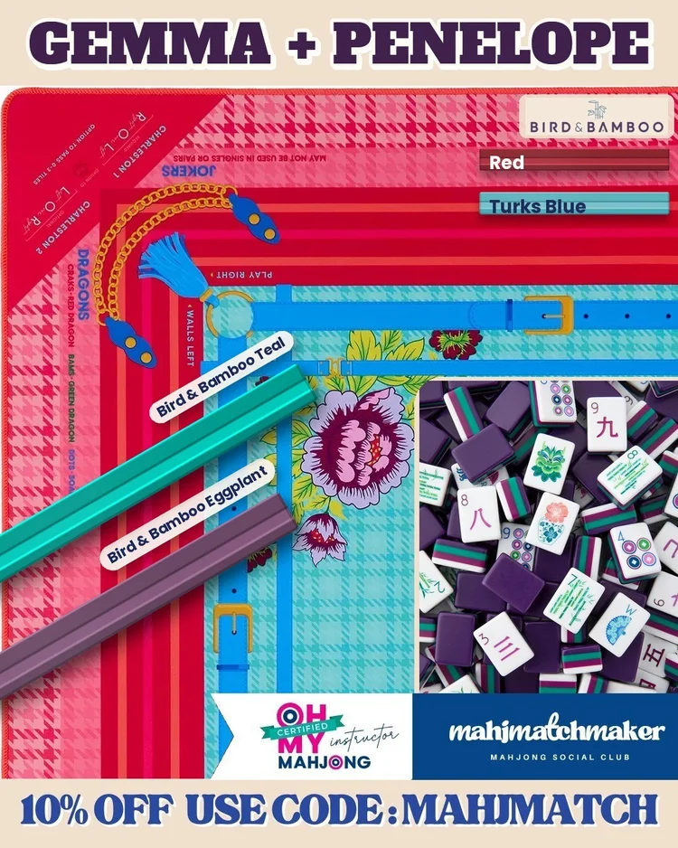 Oh My Mahjong Gemma mahjong tiles with Oh My Mahjong Penelope mahjong mat
