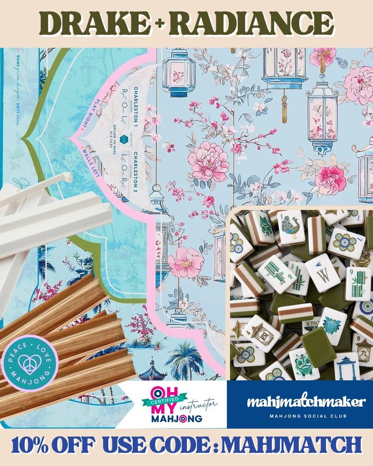 Oh My Mahjong Drake mahjong tiles with Oh My Mahjong Radiance mahjong mat