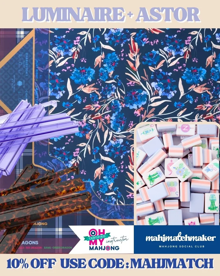 Oh My Mahjong Luminaire mahjong tiles with Oh My Mahjong Astor mahjong mat